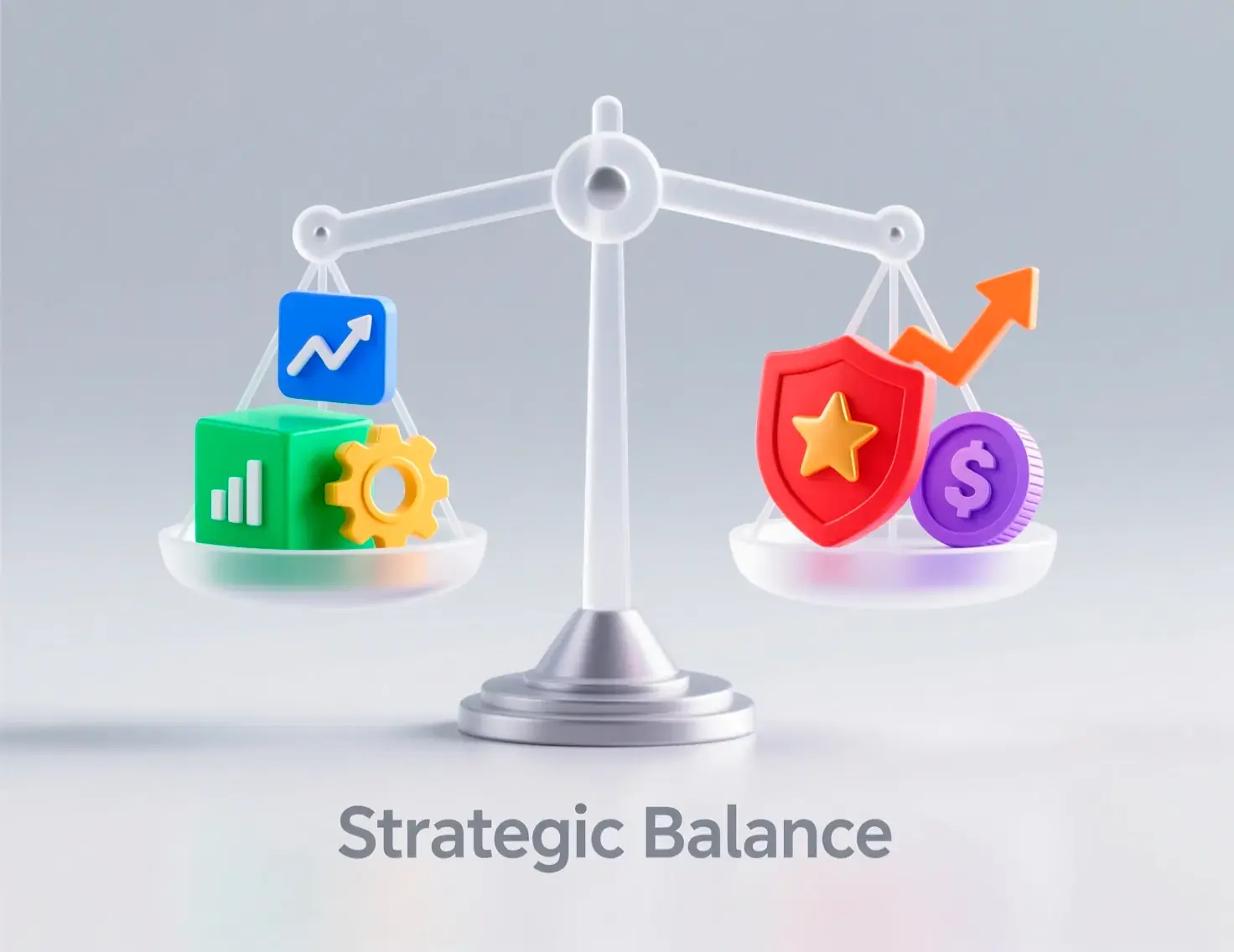 Conceptual visualization of seven interconnected challenges balanced on scales: problem gambling, regulatory complexity, competition, technology evolution, reputation management, economic conditions, and payment processing