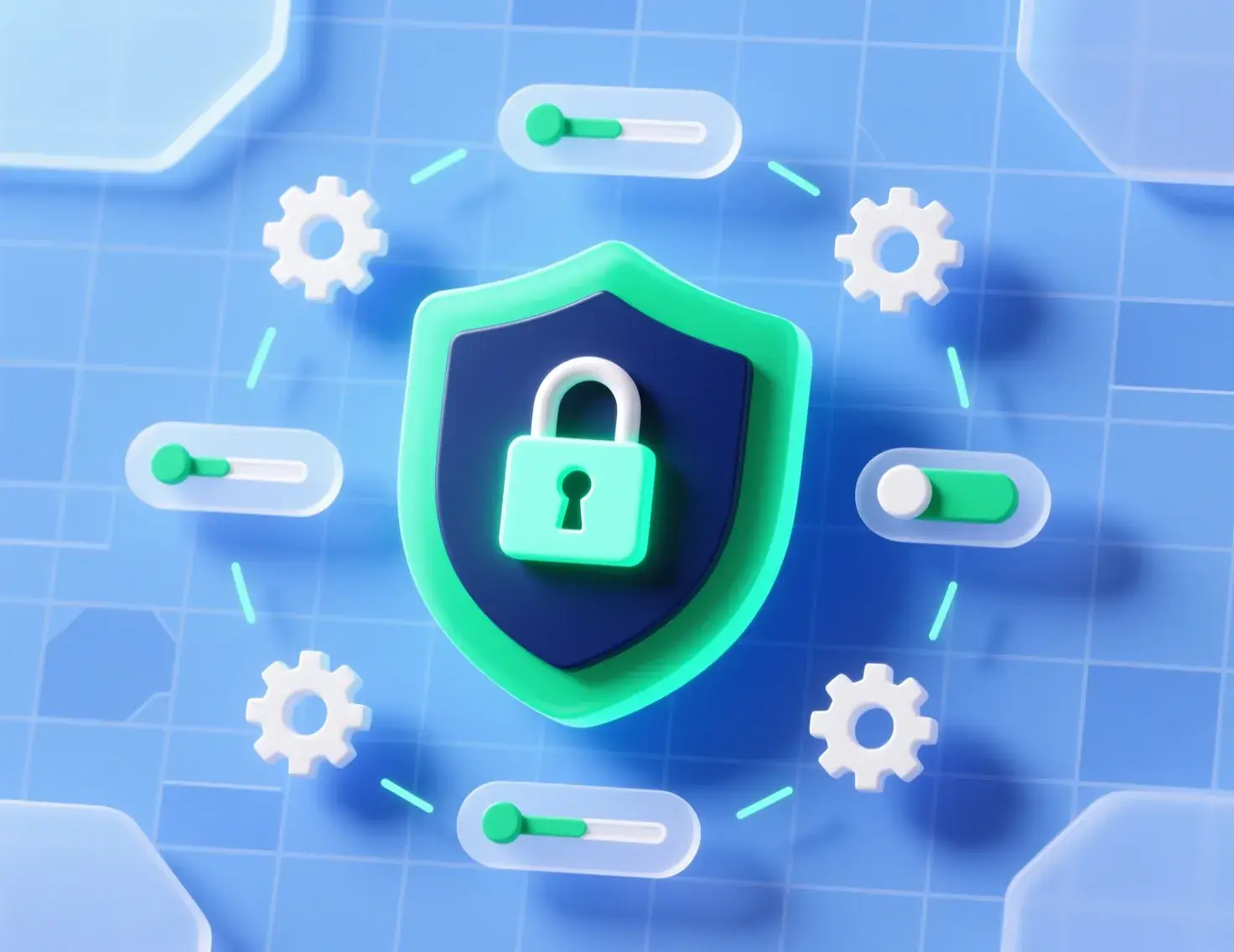 Data security and user control illustration with shield and privacy protection symbols