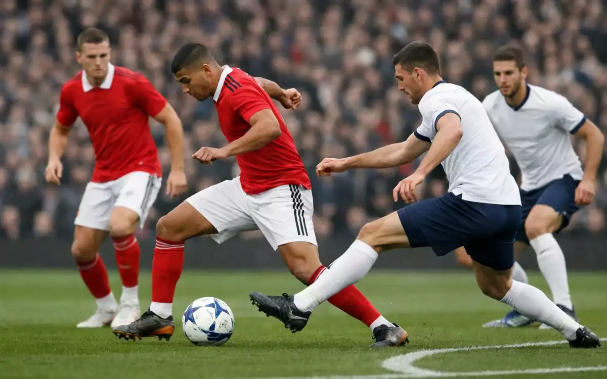 Football players on the pitch during the final match of the season with title race atmosphere